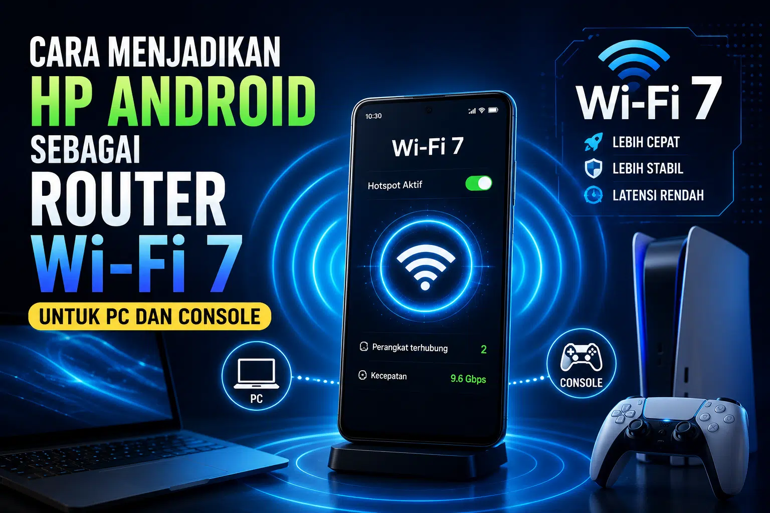 Cara Menjadikan HP Android sebagai Router Wi-Fi 7 untuk PC dan Console (Low Latency) 2 Jadikan HP Android Router Wi-Fi 7 Low Latency: Panduan Setup PC & Console 2026