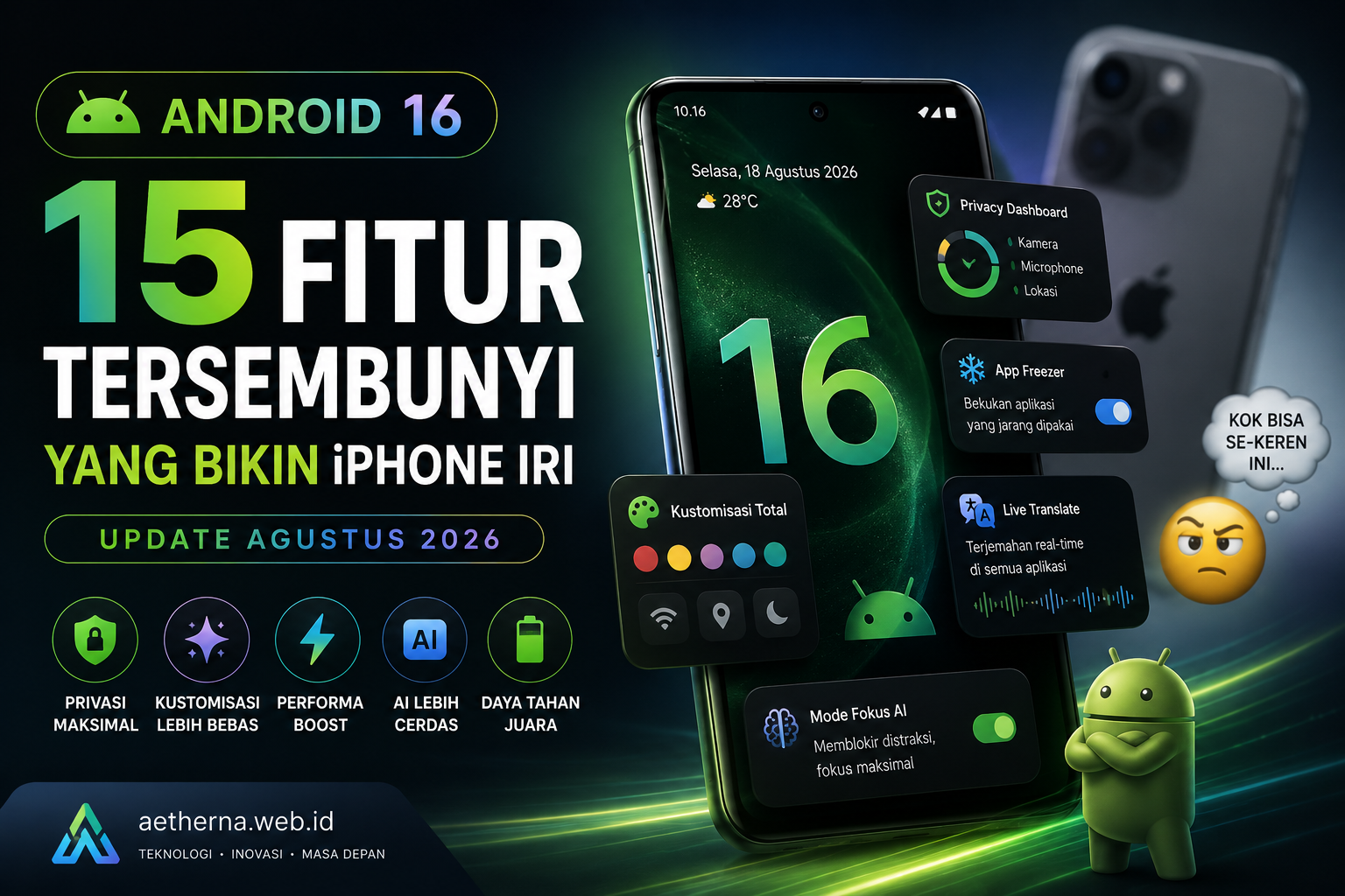 Update Android 16 Agustus 2026 punya 15 fitur tersembunyi yang jarang dibahas. Panduan lengkap cara aktifkan Silent Sentinel, Gemini Nano offline, & App Freeze. Cek sekarang!
